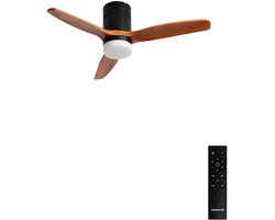 CREATE - Plafondventilator 40W silent 100% hout - S - Met licht - Afstandsbediening- WIND CALM NATURAL WOOD