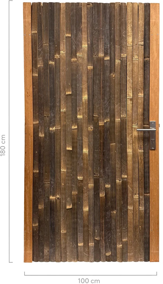 Masters of Bamboo® Bamboe Tuindeur Budget - 100 x 180 cm - Zwart - Linksdraaiend - Tuinpoo