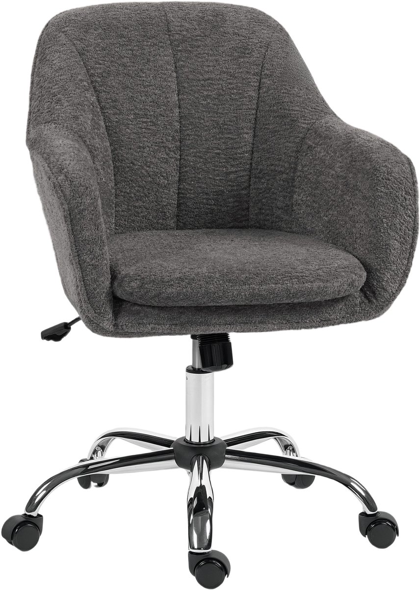 Homcom Bureaustoel - Sneeuwwit flanel (100% polyester) - 64x63x96cm - Grijs