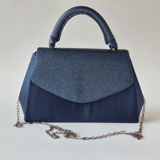 Pochette de soirée - sac de soirée bleu foncé avec poignée en cuir PU et chaîne d'épaule amovible – sac spacieux et élégant pour femmes pour mariage, gala & fête
