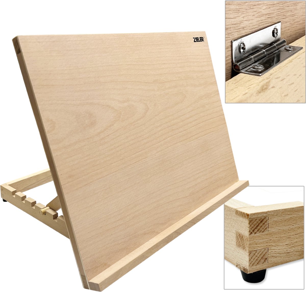 Zieler Workstation A3 Formaat - Houten Tekentafel - Tekenbord - 5 Standen - voor Volwassenen en Kinderen - Lessenaar - Tafelezel met Werkblad van 317 x 450 mm - Schildersezel — afbeelding 8