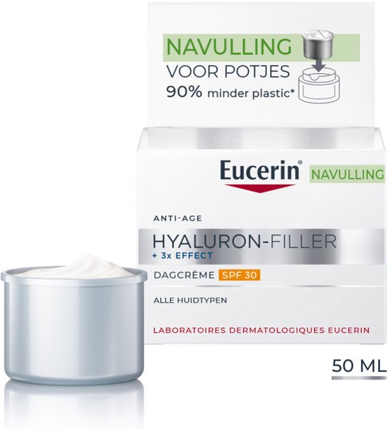 Eucerin Hyaluron-Filler + 3x EFFECT Dagcrème SPF 30 Navulling - Anti-Rimpel Dagcrème voor Vrouwen - Vermindert Rimpels - 50 ml