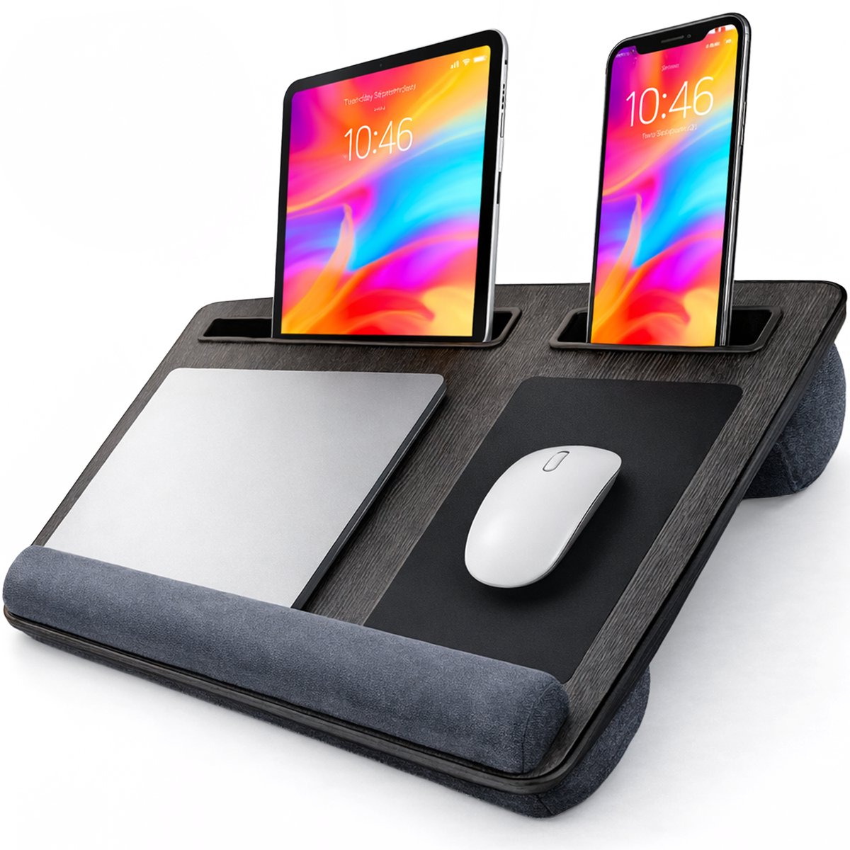Laptop kussen voor op schoot - Rechthoek - Tafel - Verstelbaar - Standaard voor Thuiswerken - Bedtafel - Laptray en Tabletstandaard - Dienblad - Met telefoon standaaard - Luft