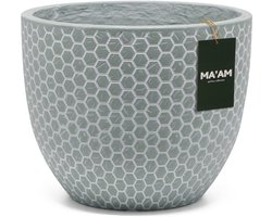 MA'AM Pottery Mila grote ronde bloempot D37xH30 - groen - XL tuinpot - honingraat design - Luxe terras plantenbak- Buiten / Binnen