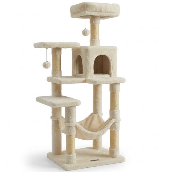 MAZAZU - Arbre à chat - Beige - 55x45x143