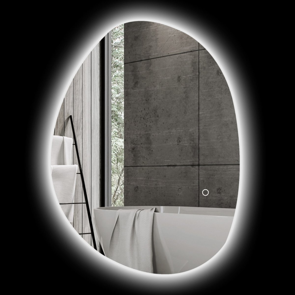 Wishdor Badkamerspiegel - Ledverlichting En Anti-Condensfunctie - Asymmetrisch - Voor Badkamer - Glas - Zilver