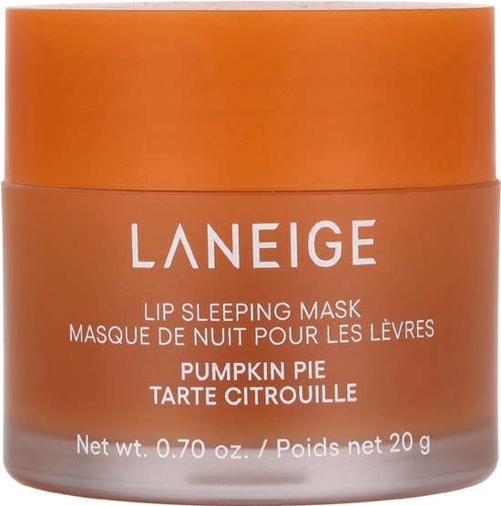 Laneige Lip Sleeping Mask in pompoentaart smaak in een oranje potje.