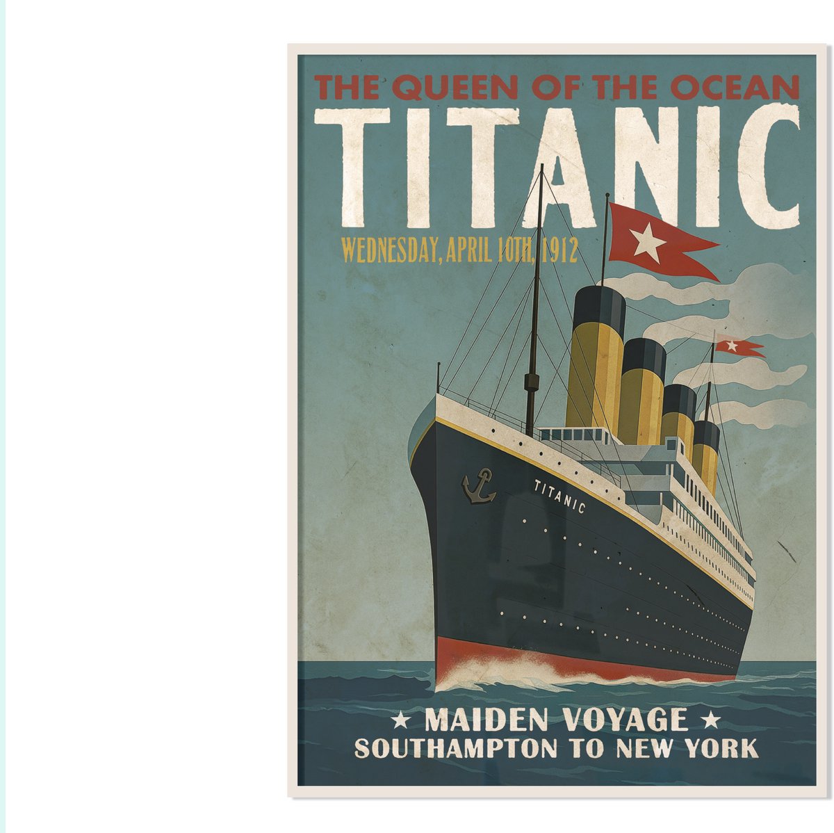 Lanzfeld (museumwebshop.com) Lanzfeld Titanic - Poster Schilderij A4 - Vintage Maritieme Illustratie - PP Hoes Multi