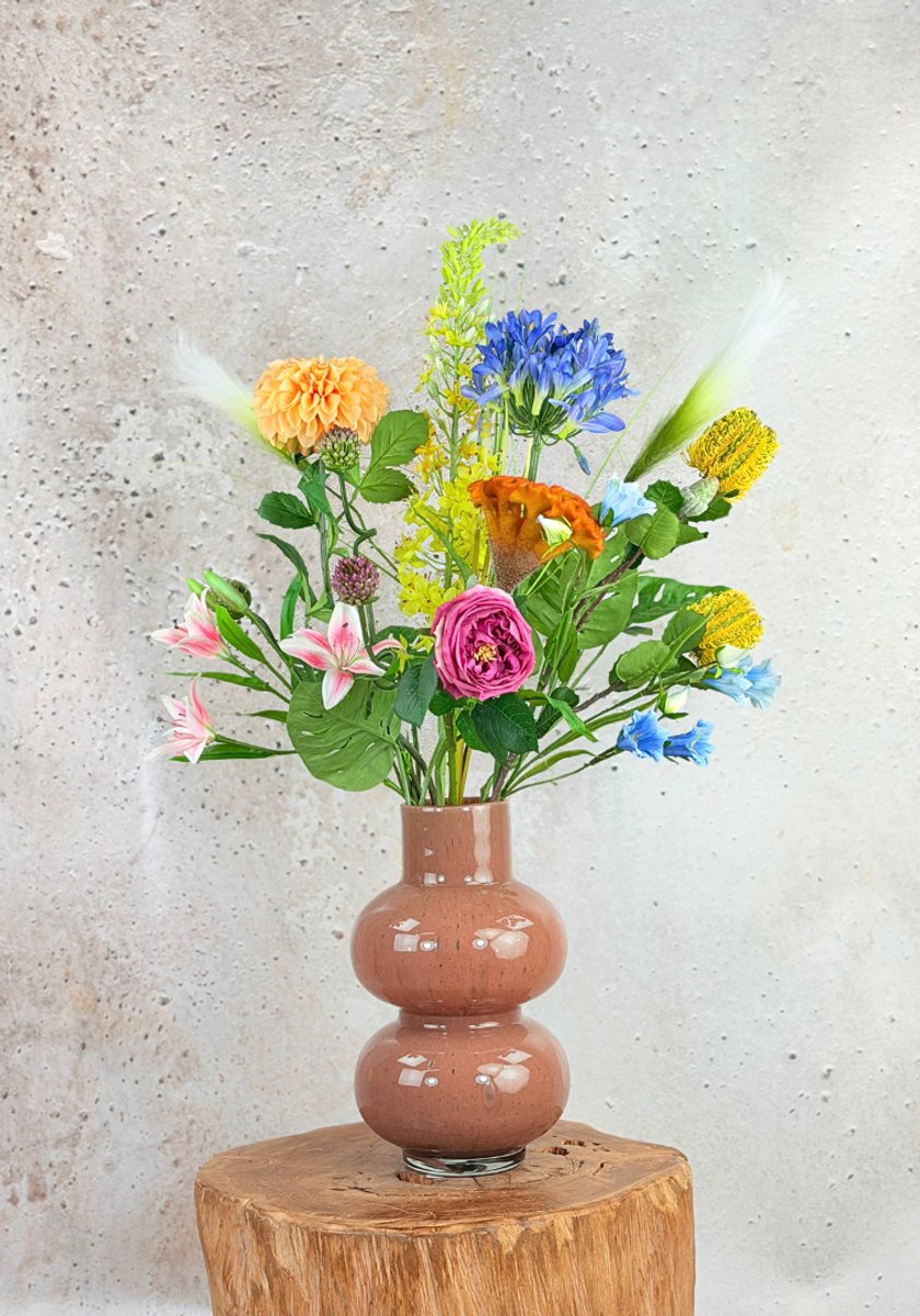 Zijden bloemen boeket "Colourful Days" | 105cm | Uiterst Uniek | Prachtig gedetailleerde bloemen | Jarenlang mooi