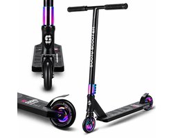 Suotu Stuntstep - Step - Kinderstep - Silent axle - Speelgoed Jongens/Meisjes - Maximale stuurhoogte: 78 cm - Aluminium - Zwart/NEO