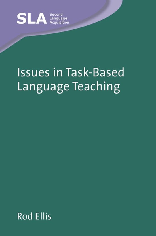 Boekomslag 'Issues in Task-Based Language Teaching' door Rod Ellis, op een donkergroene achtergrond met paars label.