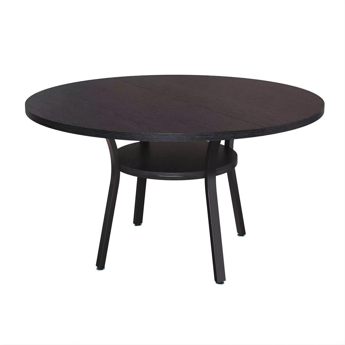 Happiq Ronde Eettafel 120 cm - Met Opbergplank - Zwart Black