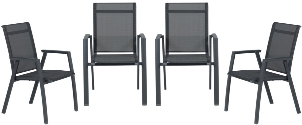Garden Impressions Gala tuinstoelen set van 4 carbon black