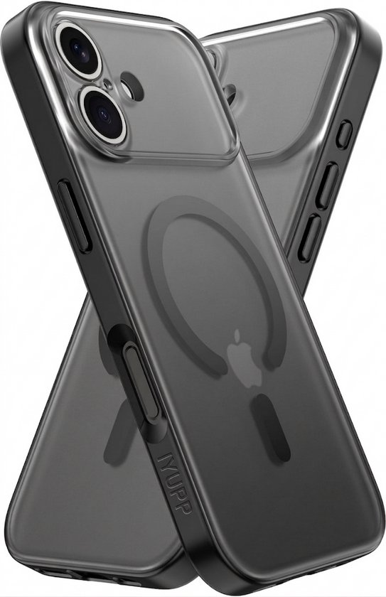 Coque IYUPP compatible avec iPhone 17 - Compatible MagSafe - Coque arrière antichoc - Zwart mat transparent
