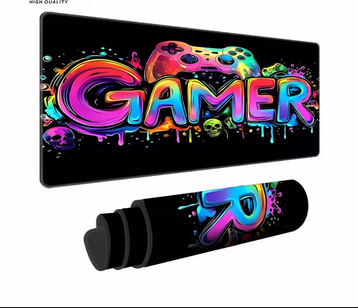 Gaming Muismat 800x300x2 mm – Antislip Rubber – Ultra Smooth Oppervlak – Kleurrijke Gamepad Print – Bureau Deskmat voor PC & Laptop