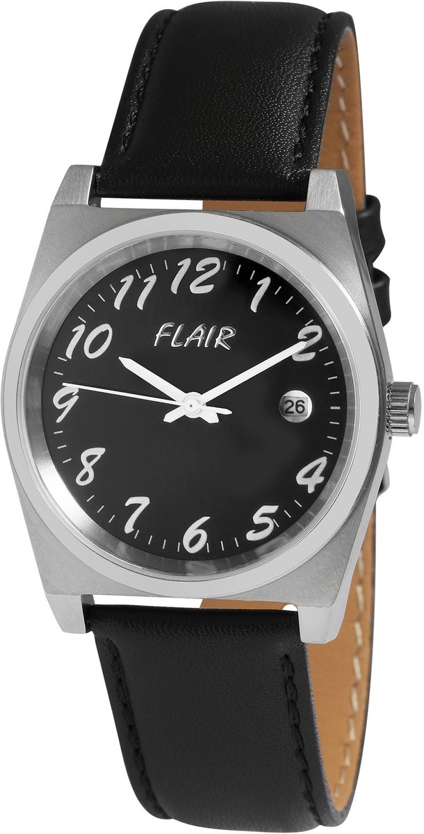 FLAIR Herenhorloge van echt leer 2900239 Flair herenhorloge met echte leren band, datumweergave, 5
