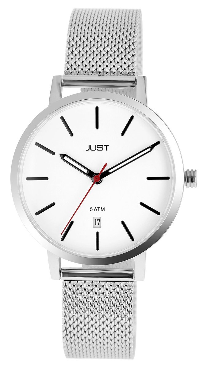 JUST Gewoon unisex polshorloge Lenox Just unisex horloge met mesh band, roestvrij staal, datumweergave, 5