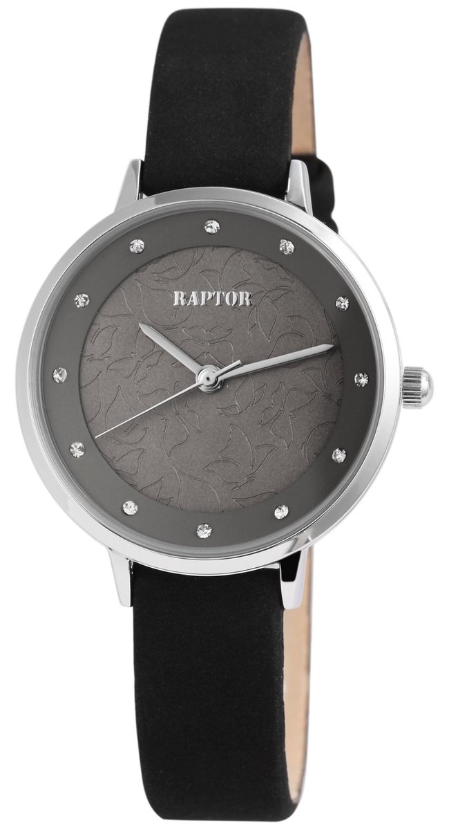 Raptor dameshorloge van echt leer Crinkle met echte leren band, 3 ATM, strass steentjes