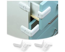 4 Stuks Veilige Kastsloten - Kindveilige Lade Sloten - Babybestendige Hoeksloten - Kindveiligheidssloten met Sterke Lijm voor Kast - Lade - Koelkast - Oven - Vuilnisbak - Toilet