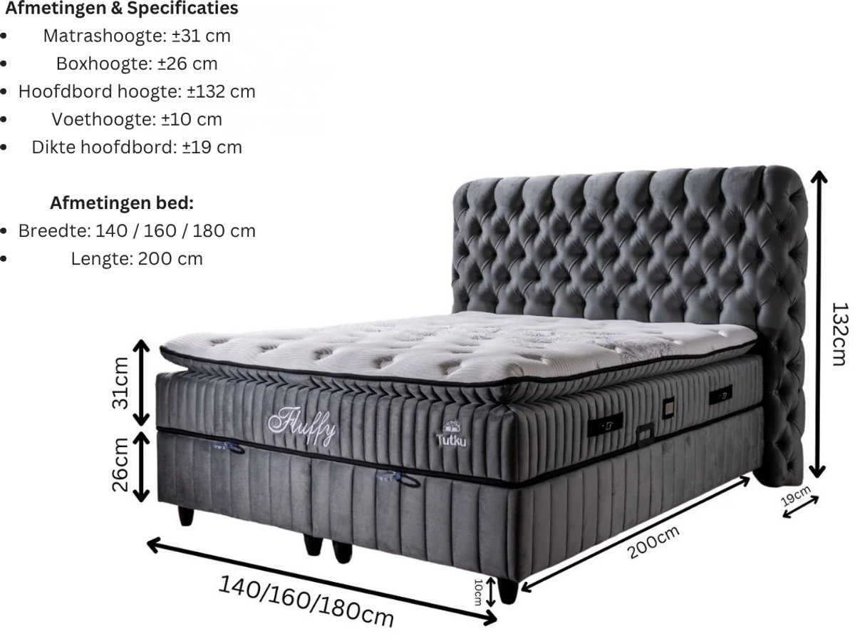 BSS Bedding BSS Bedding Fluffy Opbergboxspring - afbeelding 4