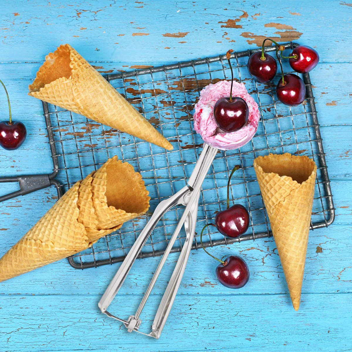 Grote ijsschep van roestvrij staal, dessertschep, schep - zilverkleurig