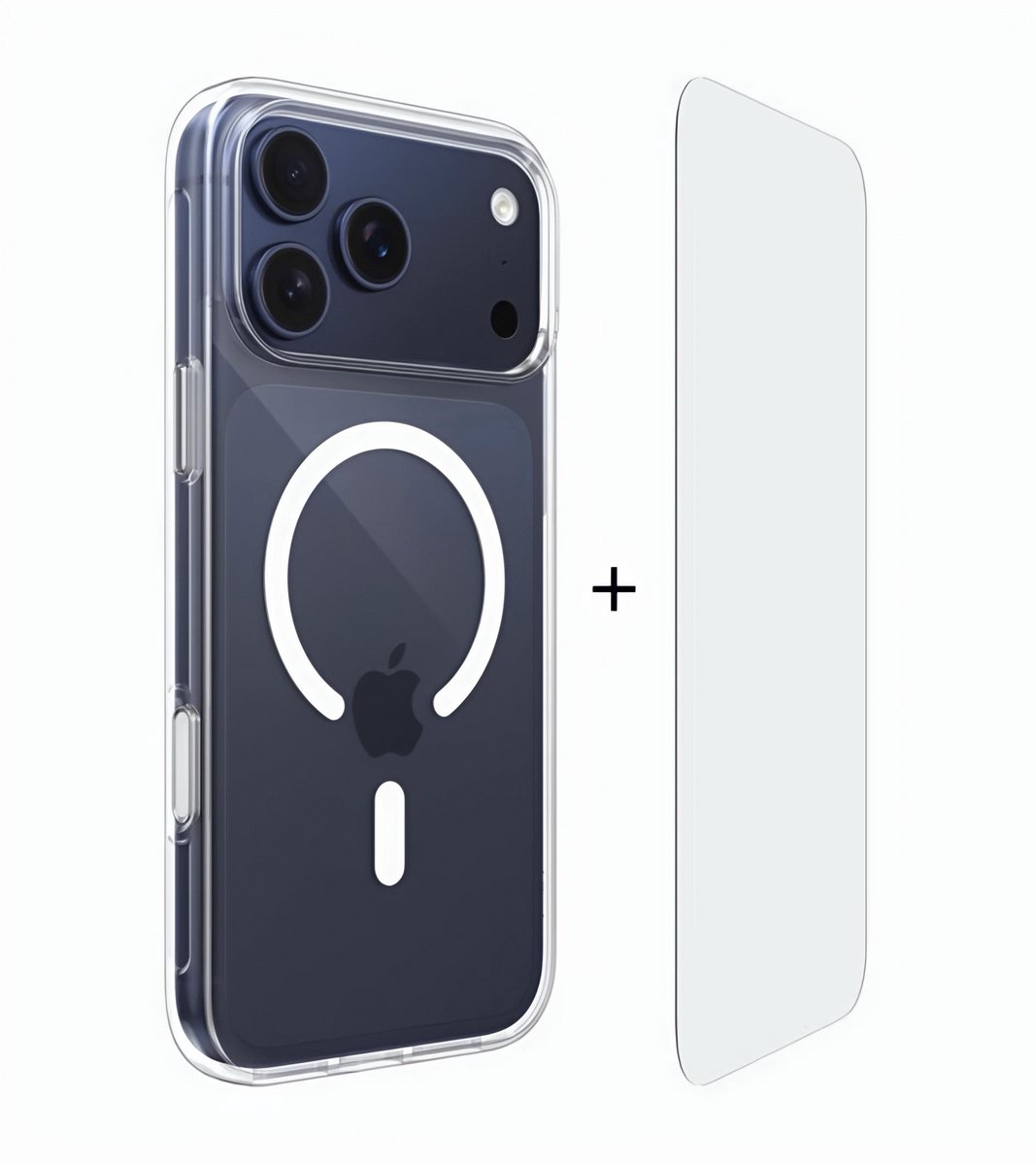 Hoesje geschikt voor iPhone 17 Pro - Geschikt voor Magsafe - 9H Screenprotector - Hardcase en Shock proof - Transparant