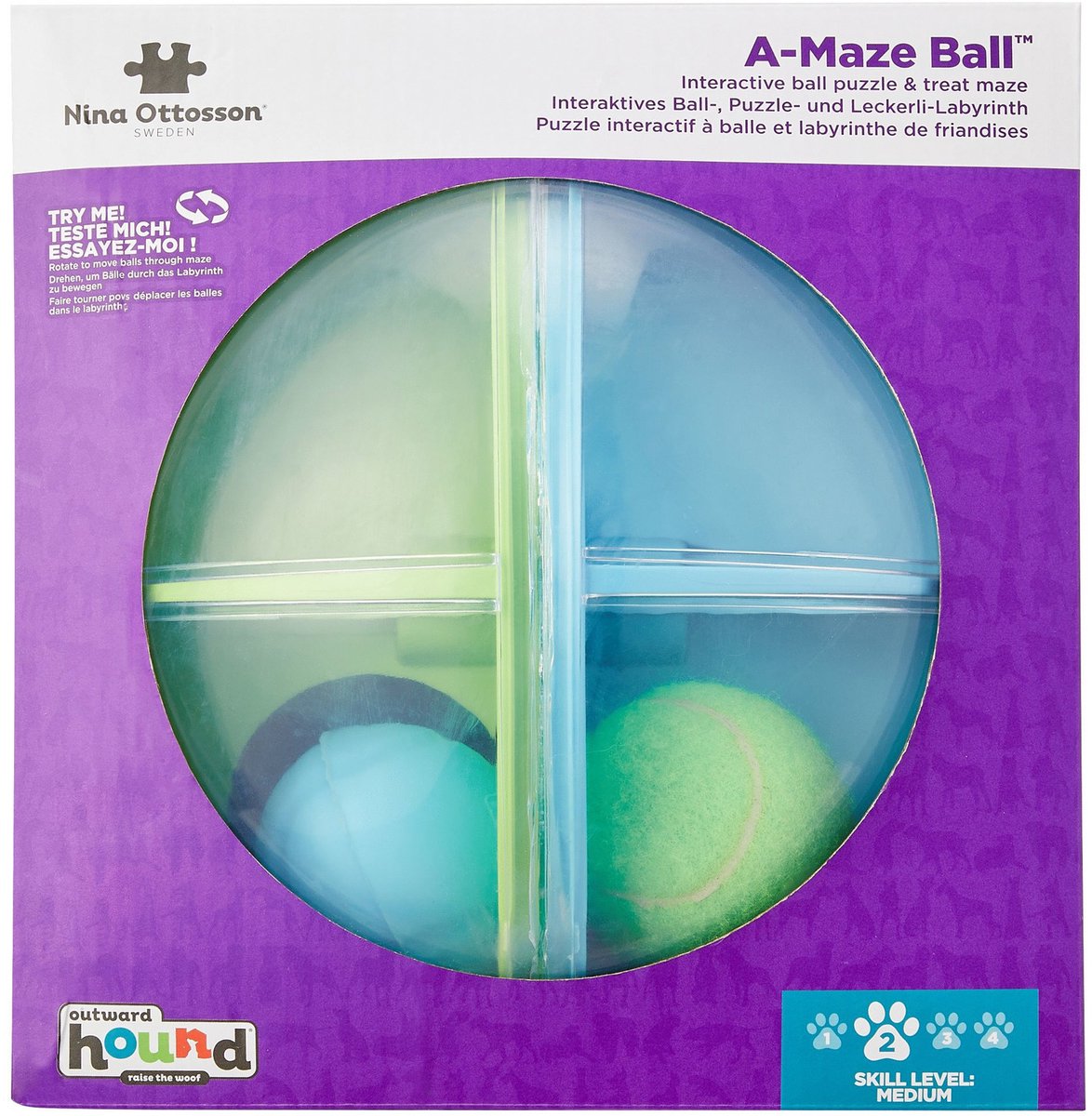 Nina Ottosson A-Maze Ball - Hondenspeelgoed - Blauw Groen Level 2