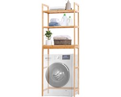 Wasmachinekast Bamboe – Opbergrek Boven Wasmachine – Toiletrek 170 cm – Ruimtebesparende Badkamer Organizer