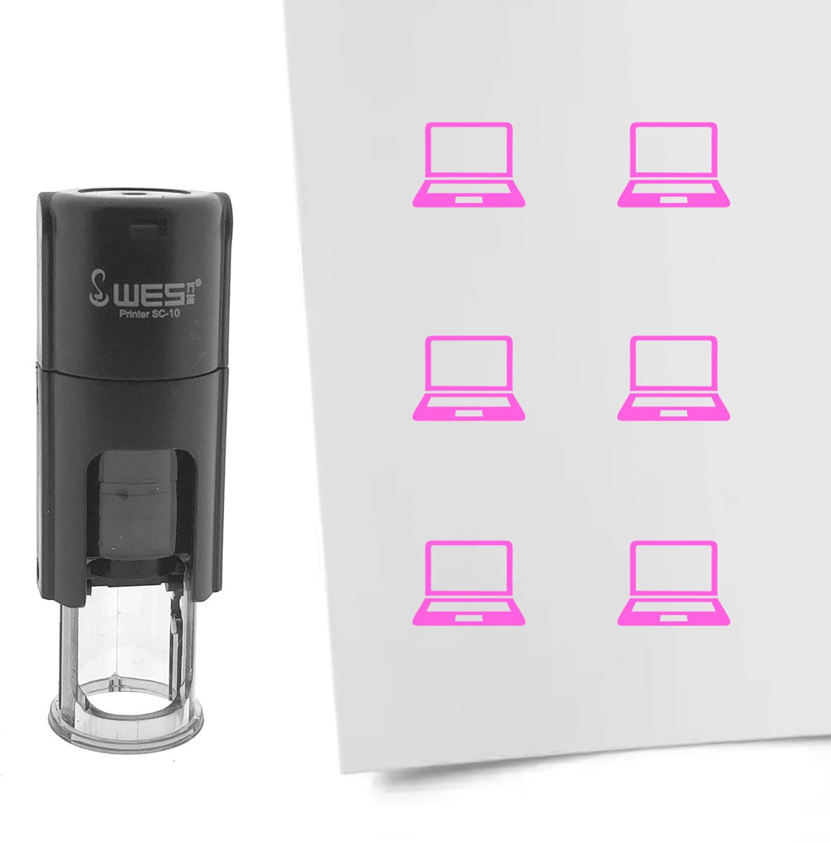 CombiCraft Stempel laptop 10mm rond roze inkt - per 1 stuk