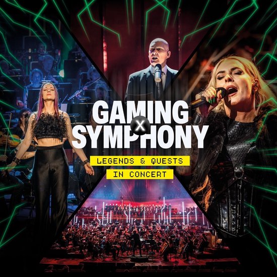 Gaming X Symphony: Legends & Quests in Concert poster met zangers en orkest.