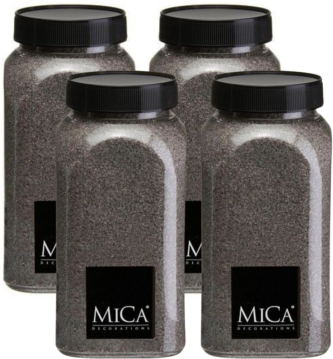 Mica Decorations decoratie zand - 4x - 650ml - donkergrijs - hobby zandkorrels - sierzand - voor windlichten