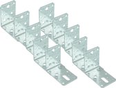 Hoekankers - 10x stuks - verzinkt - 10x9 cm - stoelhoek - slobgat 30 x 11 mm - hoekverbinding