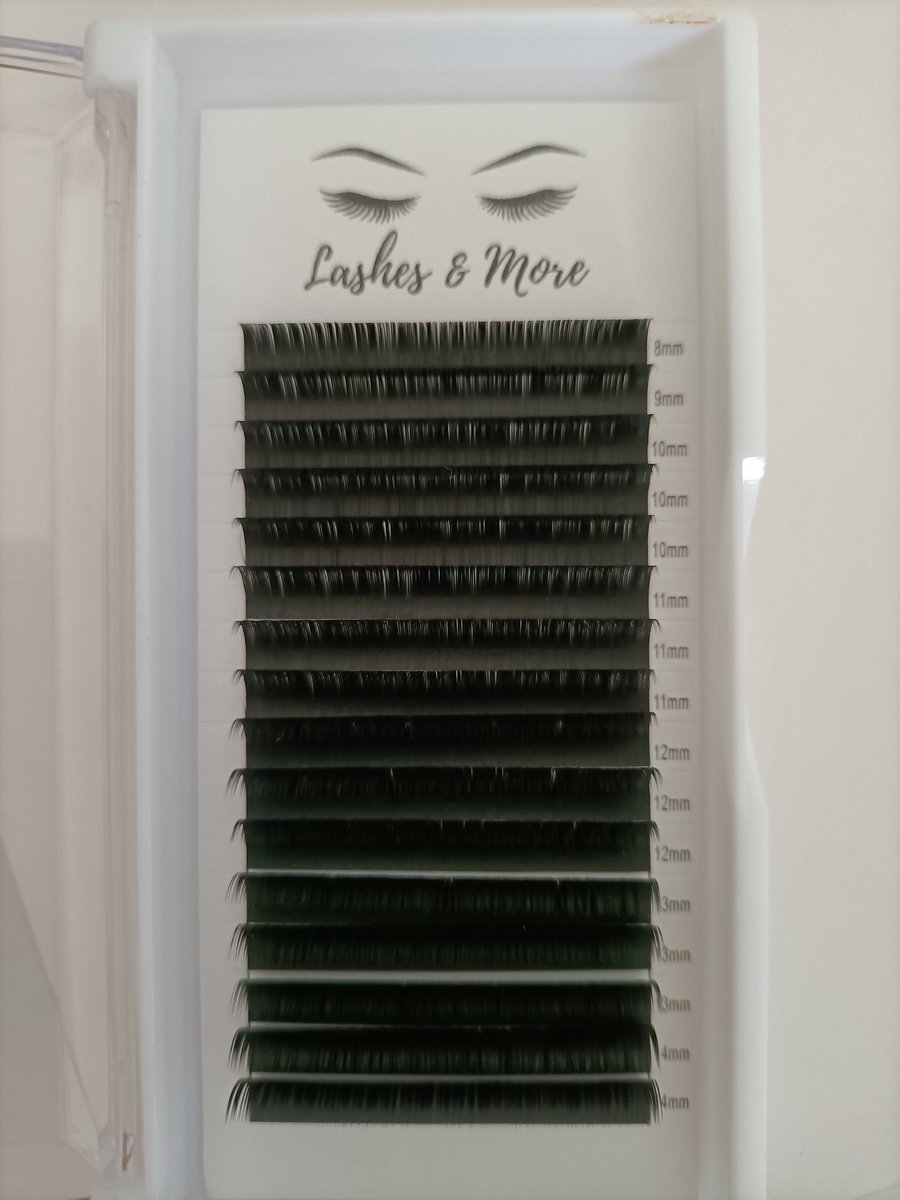 Lashes & More Wimperextensions Flat Lashes – One by One – D Krul – 0.20 – Mixed Lengtes – 16 Rijen