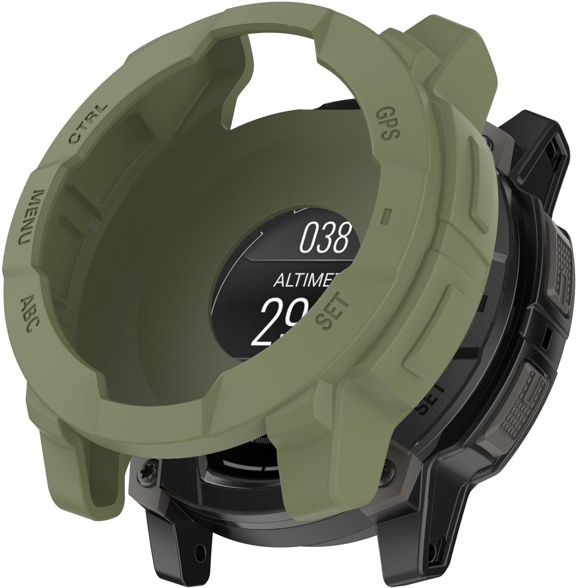Stravo TPU Beschermhoesje geschikt voor Garmin Instinct 3 (45mm) – Rugged Bescherm Case – Flexibele TPU Bumper – Groen
