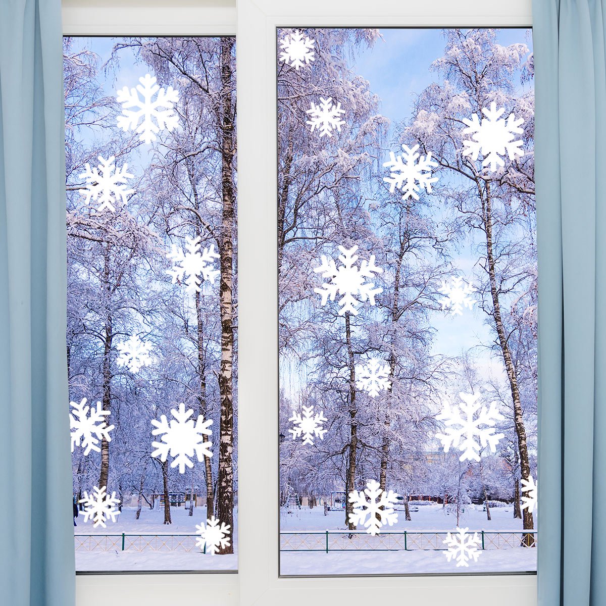 30 elektrostatische sneeuwvlokstickers - Zelfklevende raamstickers voor Kerstmis - Feestelijke decoraties
