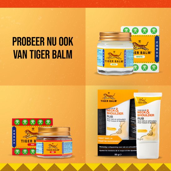 Tiger Balm Wit - Tijgerbalsem - Om vrijer te ademen - Verzachtende invloed op voorhoofd en slapen - Spierbalsem - 19 gram