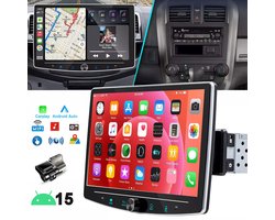 ESSGOO 1DIN Autoradio auto met 10,1 Inch 360° draaibaar scherm - autoradio geschikt voor CarPlay en Android auto - Android 15 4 + 64 GB - Bluetooth FM RDS - multimediaspeler - USB Dashcam
