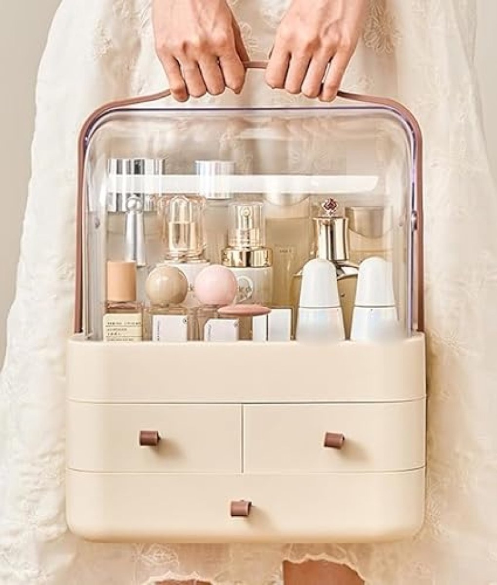 Make-up opbergdoos met lades en stofkap - Cosmetica organizer voor badkamer en dressing