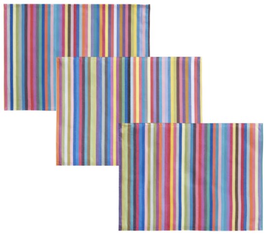 kleurmeester.nl | Napperons 2 pièces Salvador - Katoen | 50cmx37cm | Rayé Multicolore