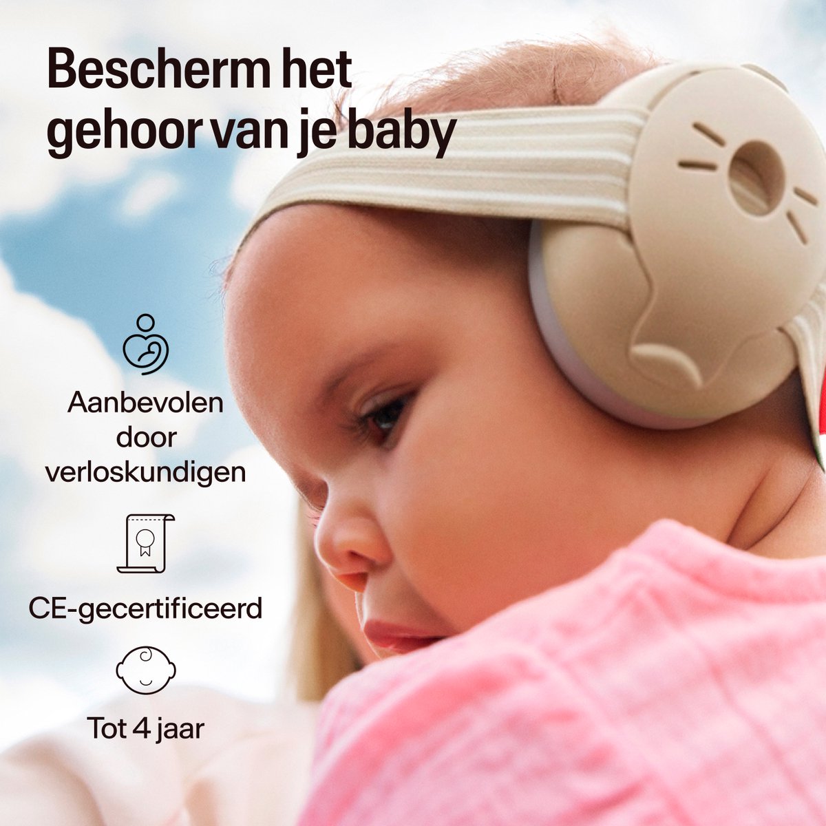 Alpine Muffy Baby Gehoorbescherming (12-36 Maanden) - Gecertificeerde Koptelefoon Baby - Verstelbare Oorbeschermers voor Baby en Peuter - 23 dB Demping - Sand – foto 2
