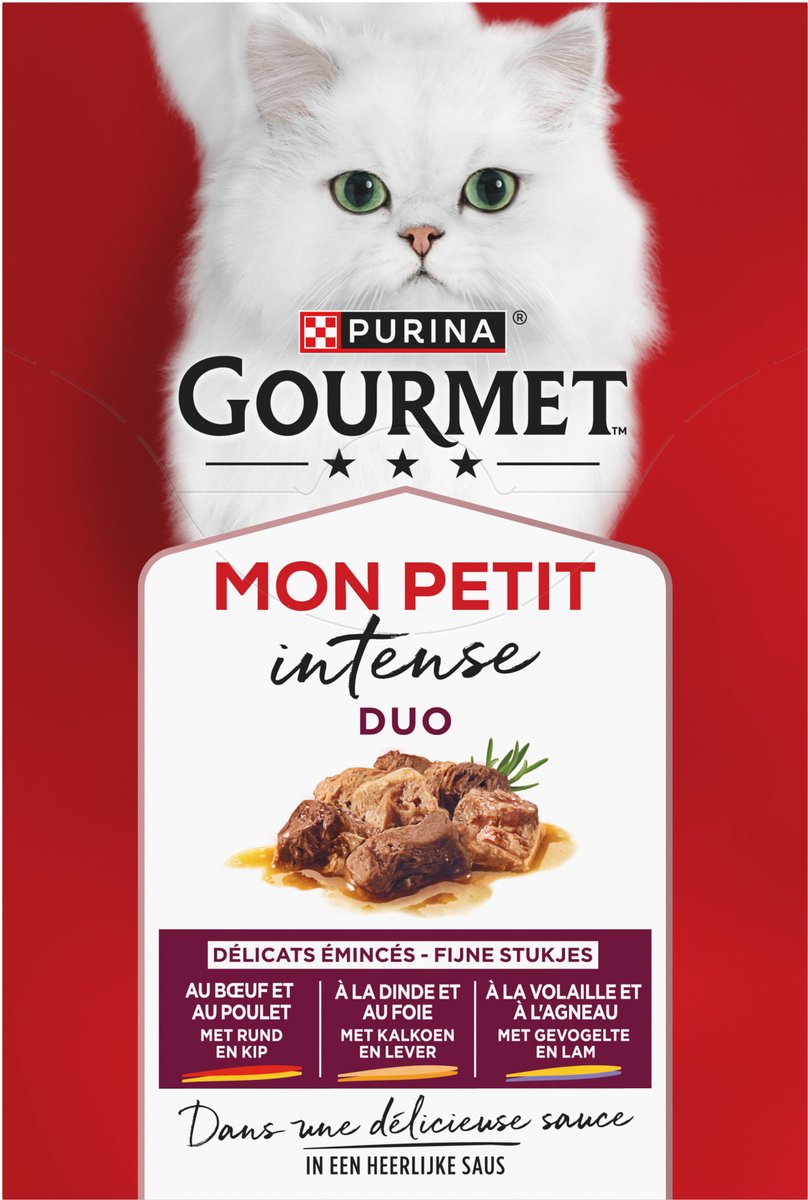 8x Gourmet Mon Petit Kattenvoer Nat Duo Vlees 6 x 50 gr