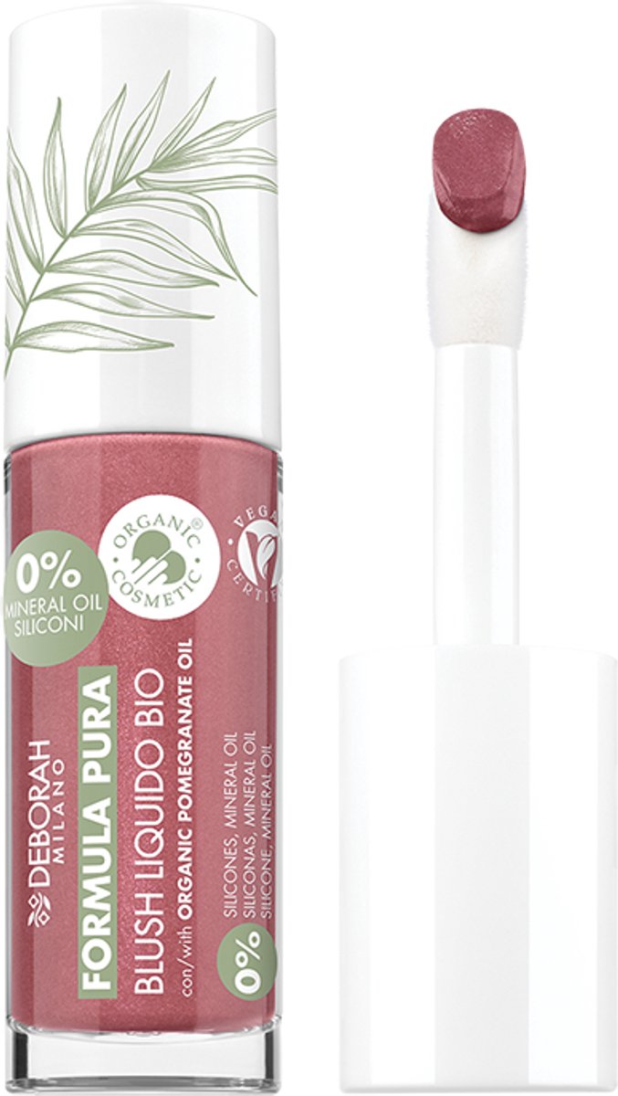 Deborah Milano Formula Pura Organic Liquid Blush – Kleur 04 Peach - Vloeibare Blush met Natuurlijke, Stralende Kleur – Hydraterende & Blendbare Textuur – Opbouwbare Dekking Voor Gezonde Wangen – Vegan – Natuurlijke Finish