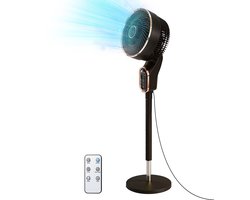 Staande ventilator 50W - Statiefventilator met 6 Snelheden en 3 Modi - Vloerventilator met met Afstandsbediening - Stille Ventilator in Hoogte Verstelbaar 90 tot 110 cm - Timer - Kantelbaar en Oscillerend - 23dB - Donkerbruin