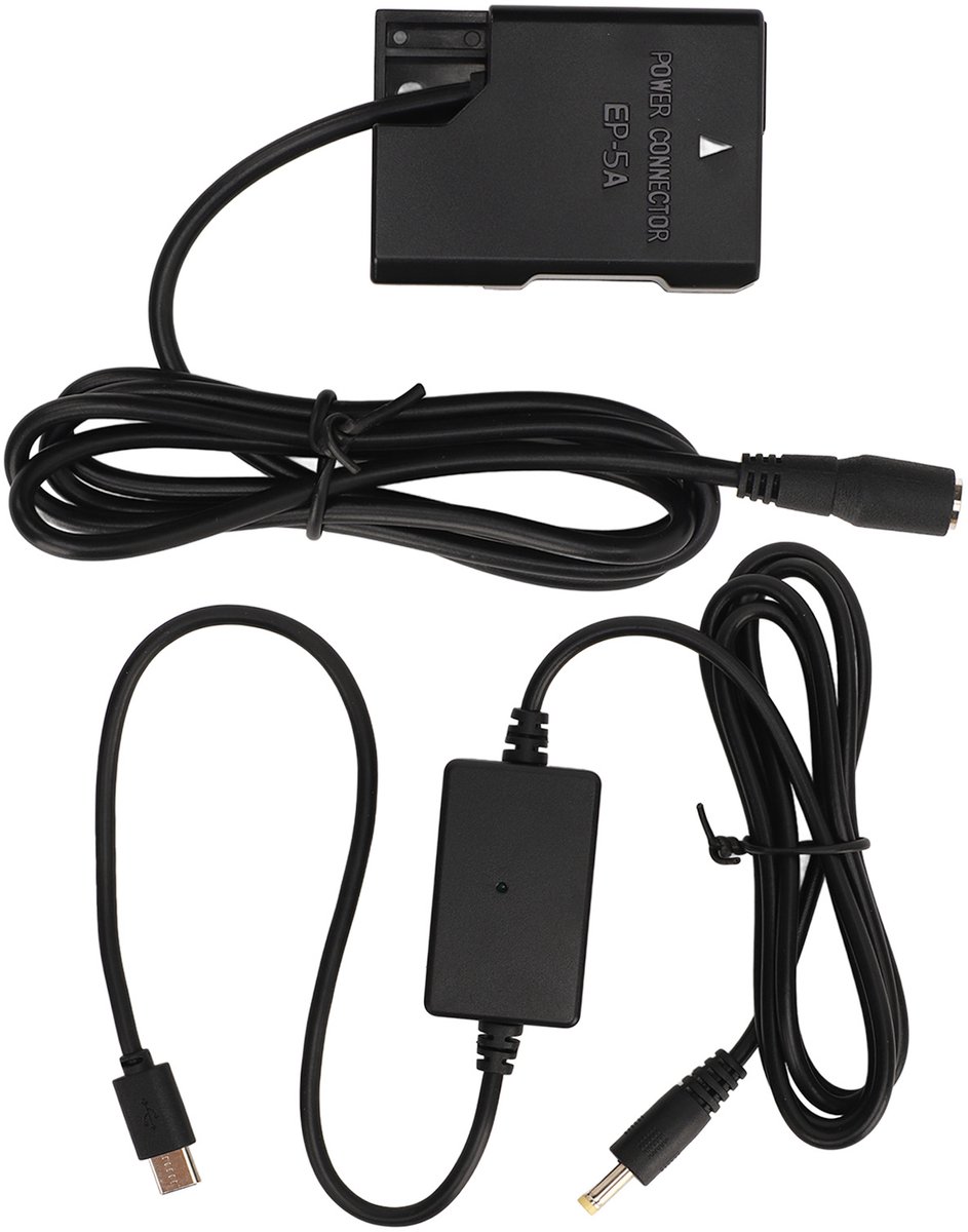 Dummy Battery EP-5A voor Nikon EN-EL14 – USB-C Continu Voeding Adapter – Voor D5600 D3500 D5100 P7800 – Livestream & Video Opname