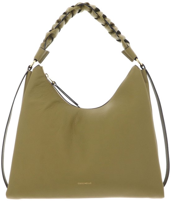 COCCINELLE Cuir sac à épaule Boheme Grana Double Shoulder Bag Seagrass / Sandshell kaki