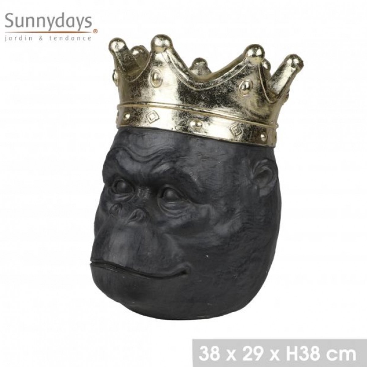 "THE EDITION" Bloempot in de vorm van een gorillahoofd van magnesium 29 × H38 cm