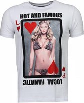 Hot & Famous Poker - Bar Refaeli Rhinestone T-shirt - Wit