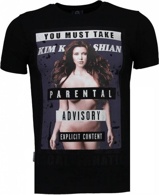 Local Fanatic Kim Kardashian - Rhinestone T-shirt - Zwart Heren T-shirt