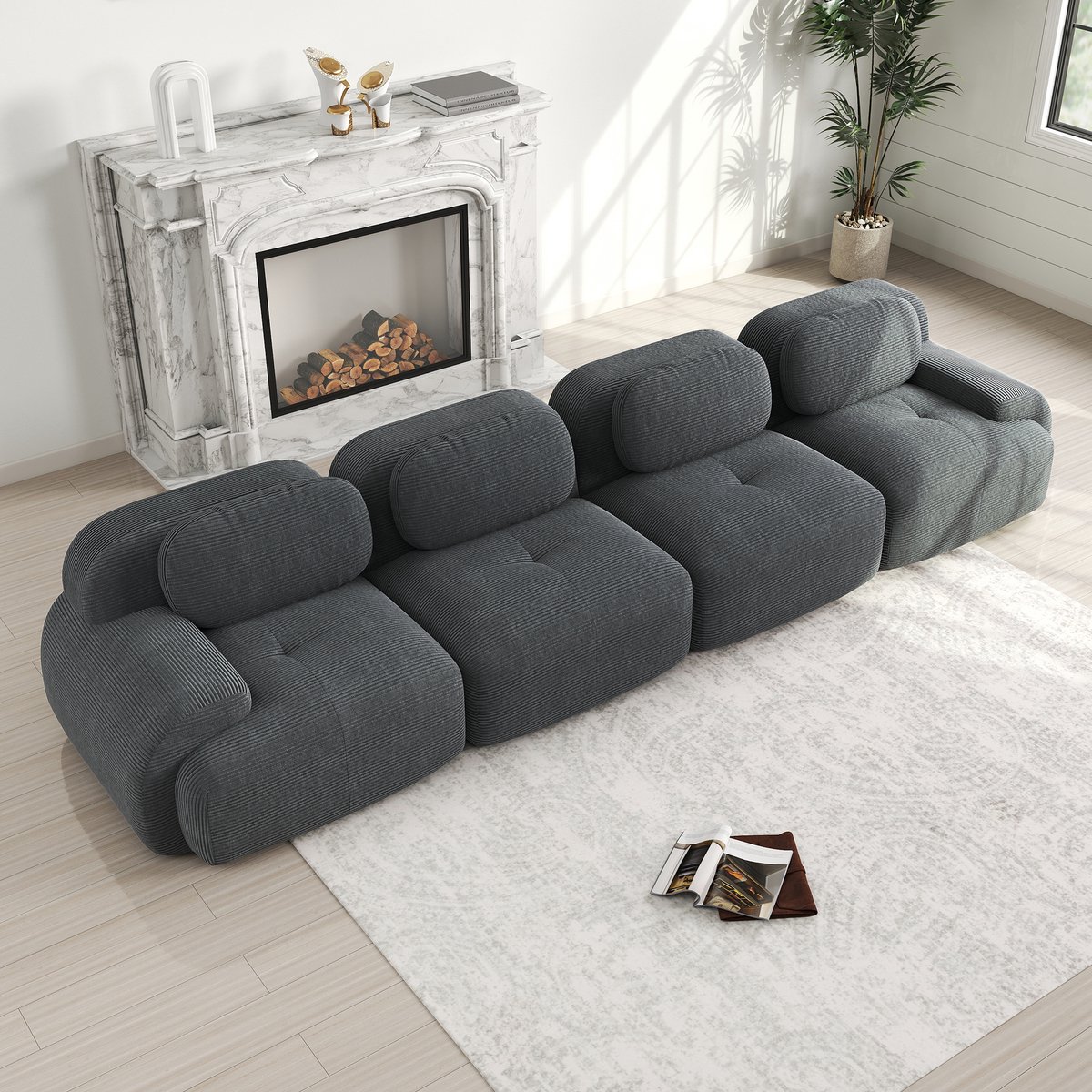 STILVORA Modulaire Hoekbank 4-Zits - Vrij Te Combineren Zonder Montage - Ergonomische Arml