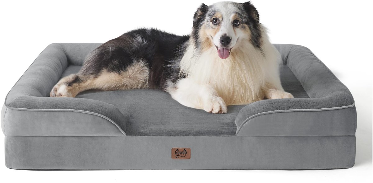 Geweo Orthopedische Hondenmand met Ergonomisch Eierdoos-schuim - 105*81 cm - voor Grote Honden - Wasbaar en Antislip - Grijze - XL